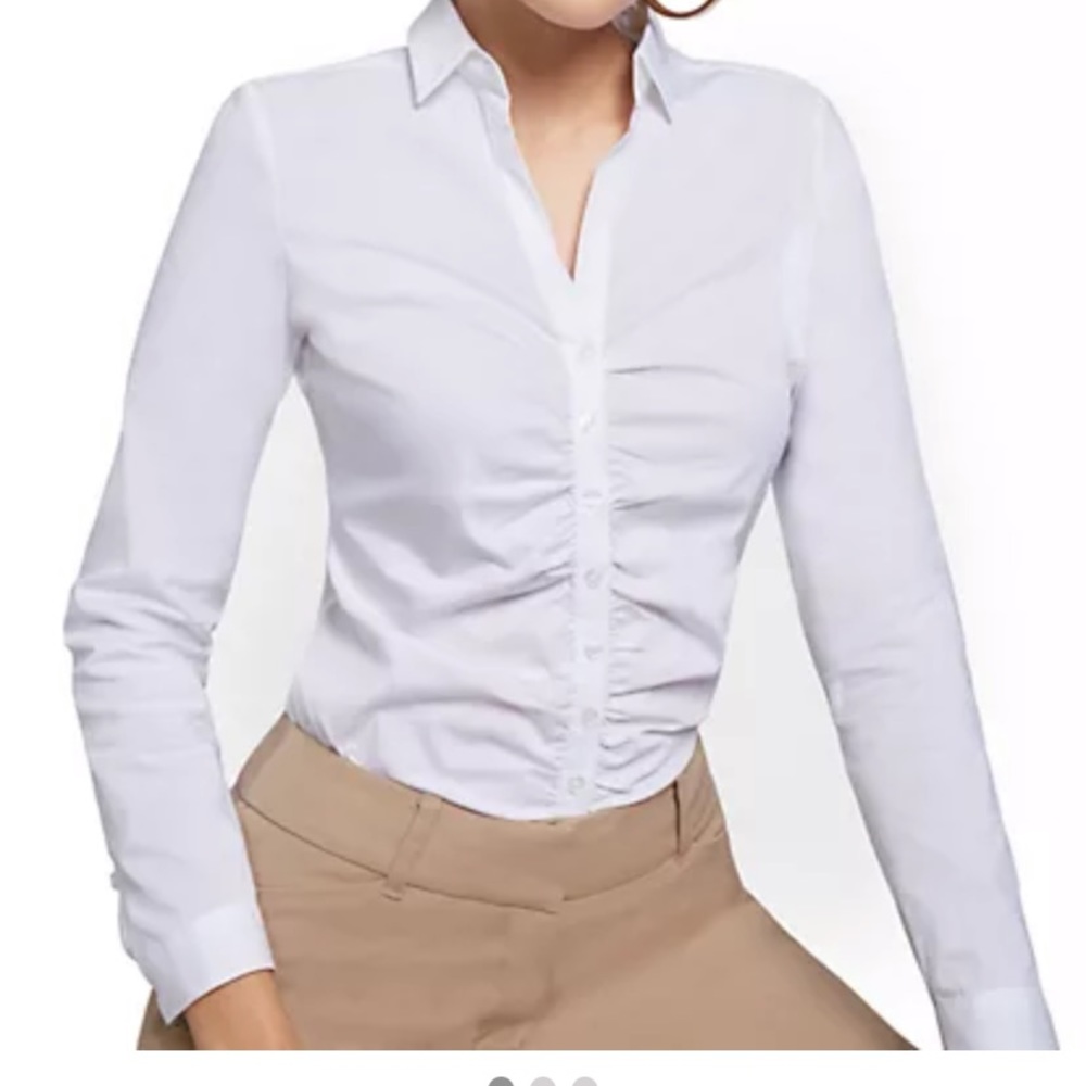 New York & Company Button Down Stretch Dress Shirt